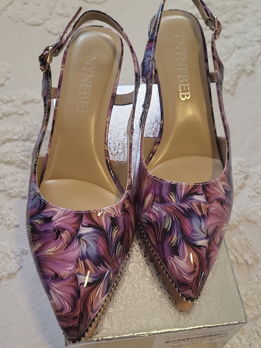 TNYNFBEB Purple Vortex  Slingback Pointed-Toe Pumps  WO's  SIZE 8.5 NWOT